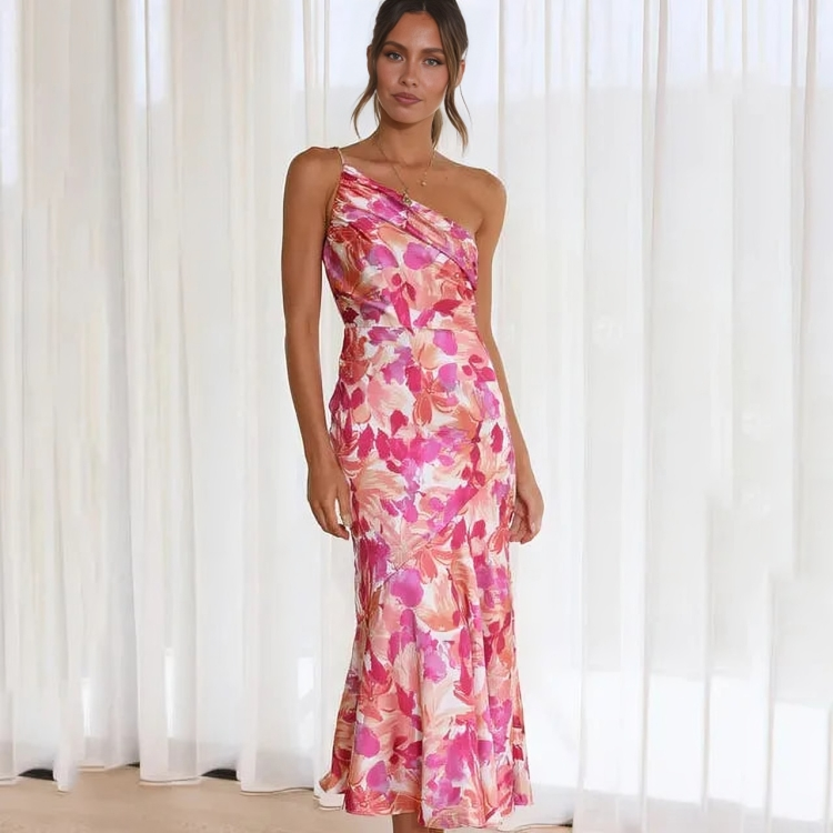 Vestido Halter Mujer Elegante Corte Midi