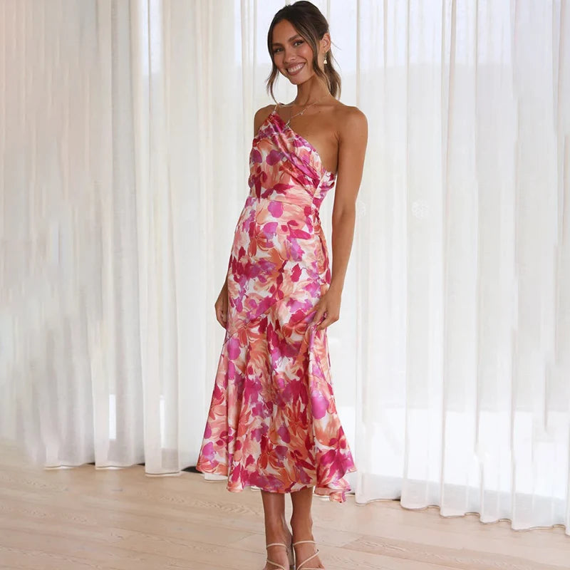 Vestido Halter Mujer Elegante Corte Midi - Vestiria