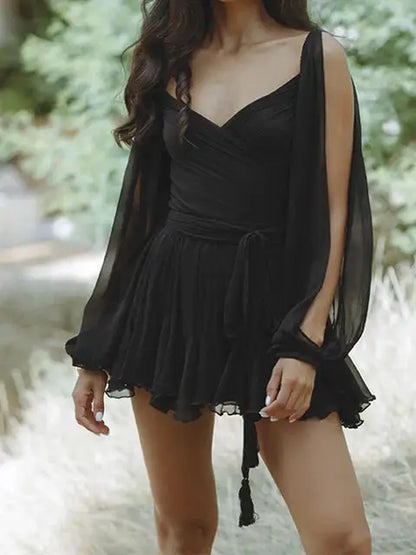 Vestido de dos piezas con estampado animal y falda corta