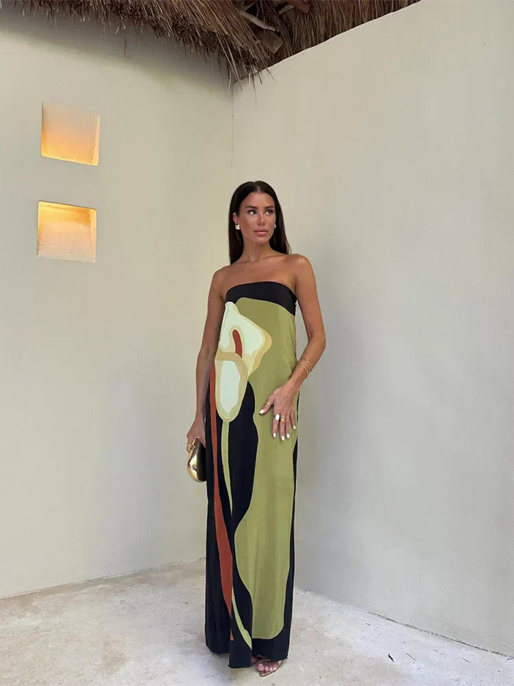 Vestido Largo sin Tirantes Elegante
