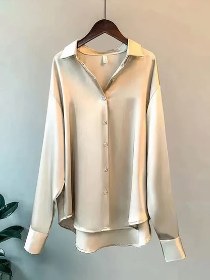 Blusa Satin Elegante Manga Larga