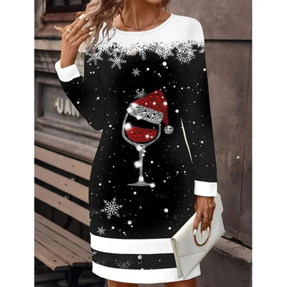 Vestido Navidad Mujer Estampado Invierno