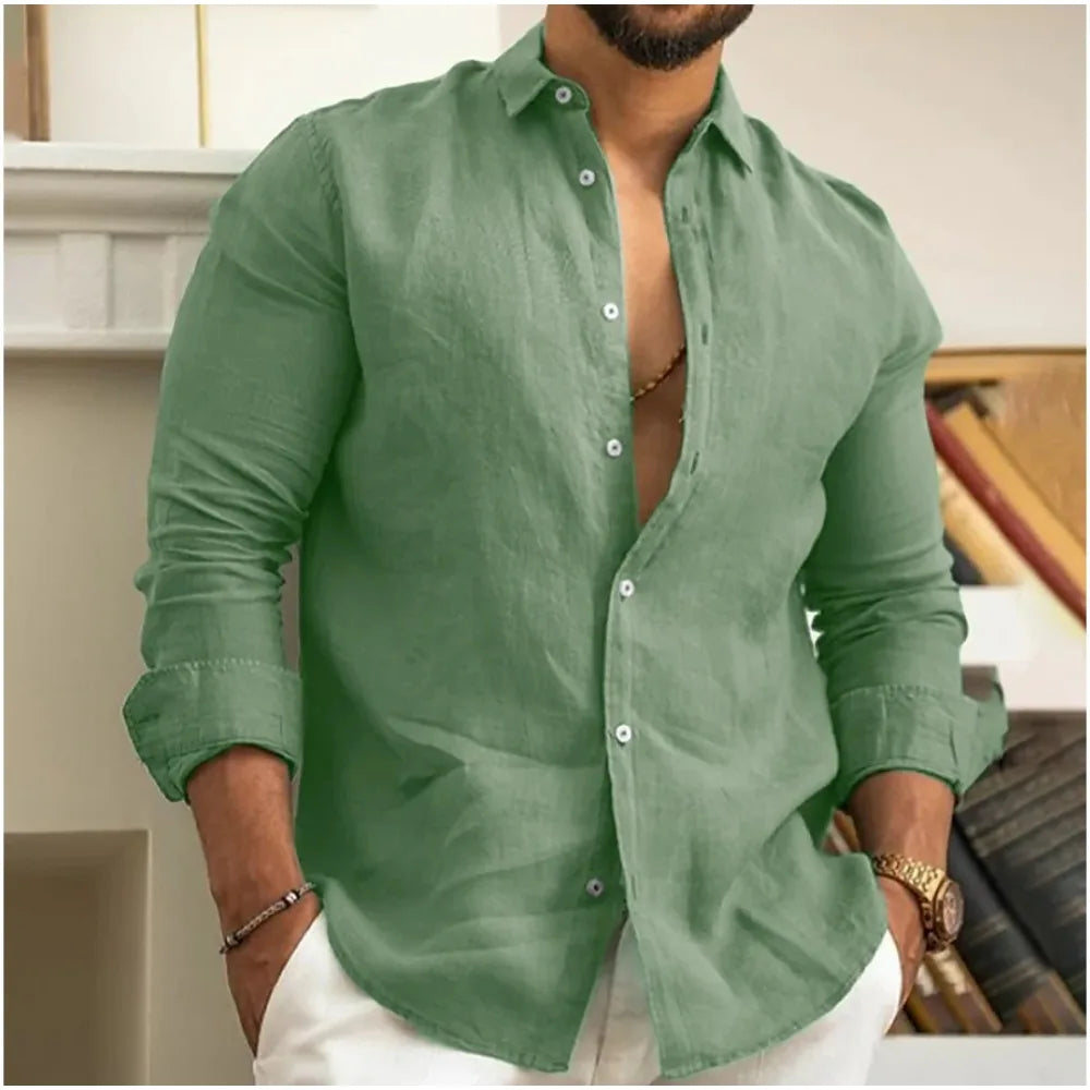 Camisa Lino Ligera Verano Hombre