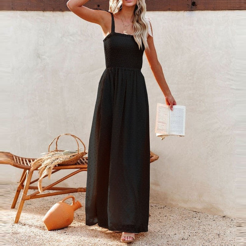 Vestido Maxi Ligero con Estampado de Lunares