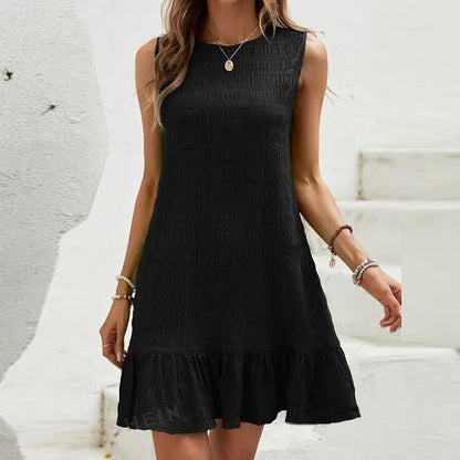 Vestido Corto Elegante Sin Mangas con Volante - Vestiria