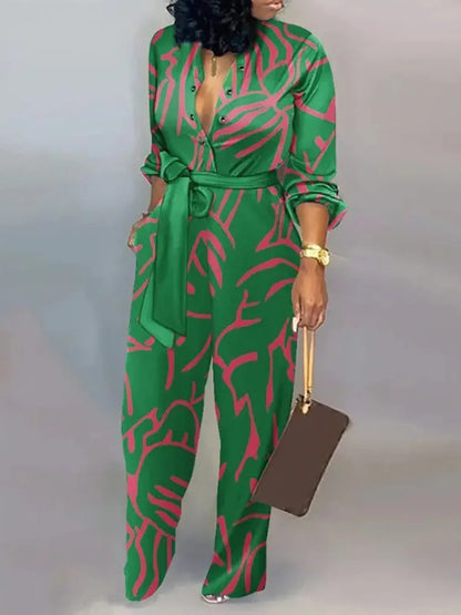 Vestido Largo Elegante con Escote en V y Cinturón Adornado