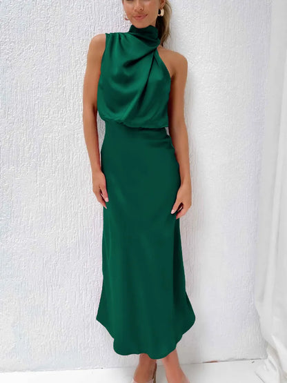 Vestido Noche Glamouroso Mujer Satén