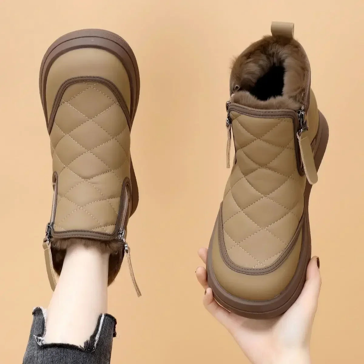 Botines Cuero Forro Peludo Invierno
