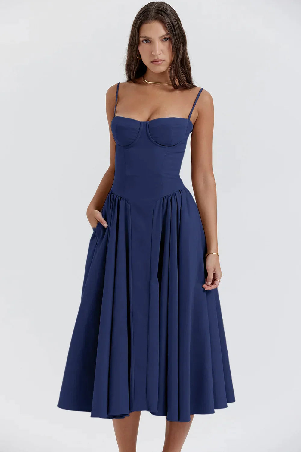Vestido Elegante Plisado sin Espalda