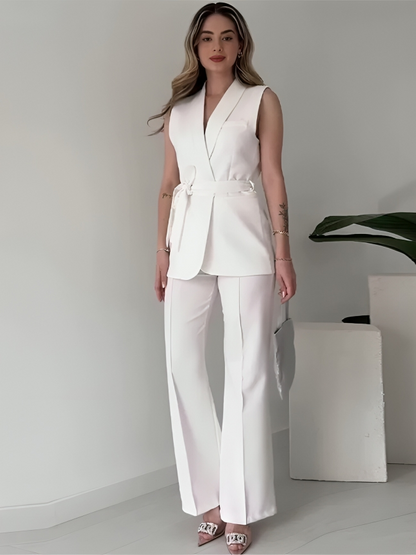 Traje Mujer Elegante Chaqueta Vestido Pantalón Alto - Vestiria