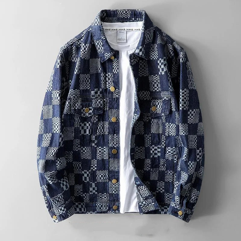 Chaqueta vaquera cuadros hombre moda urbana