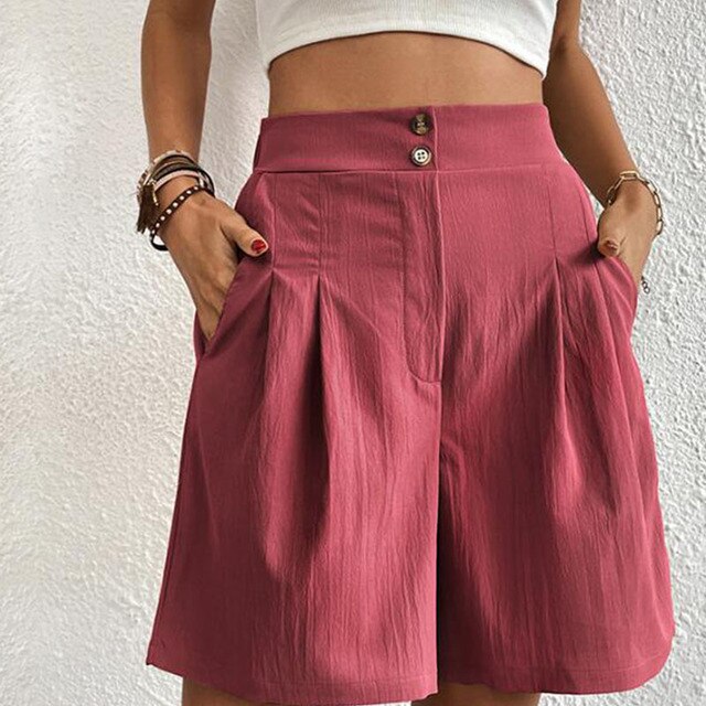 Pantalones Cortos Doble Botón Moda Mujer
