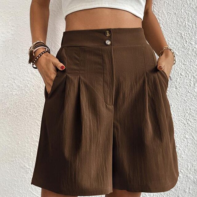 Pantalones Cortos Doble Botón Moda Mujer