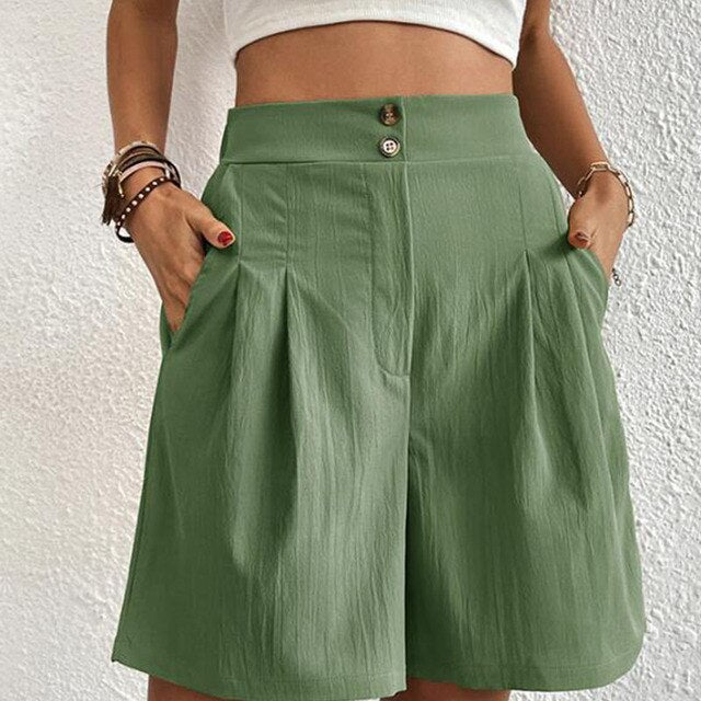 Pantalones Cortos Doble Botón Moda Mujer