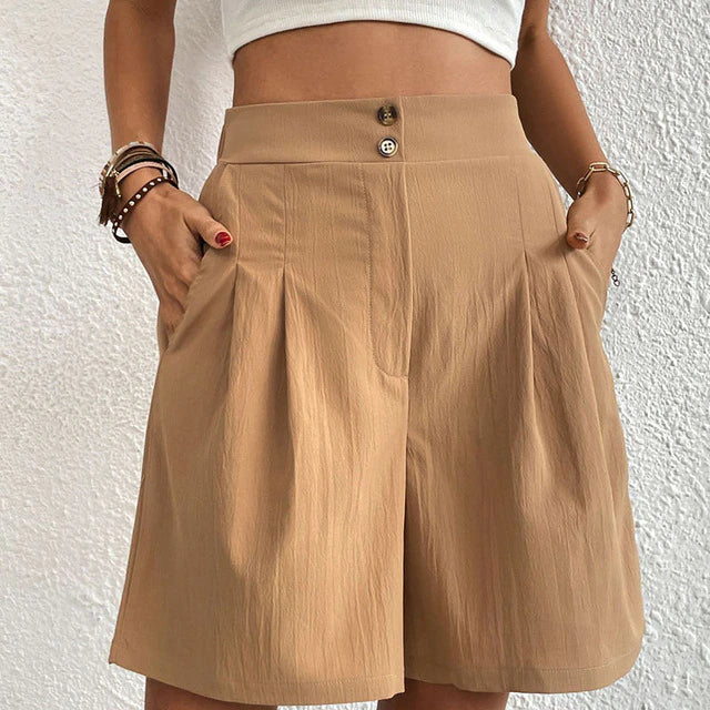Pantalones Cortos Doble Botón Moda Mujer - Vestiria