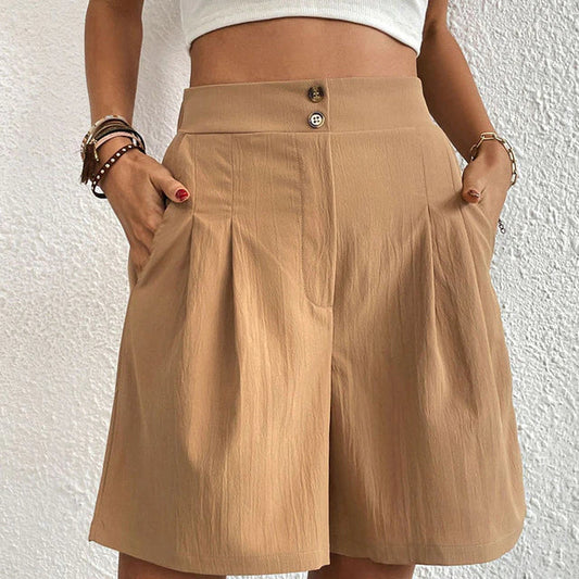 Pantalones Cortos Doble Botón Moda Mujer - Vestiria