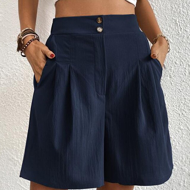 Pantalones Cortos Doble Botón Moda Mujer