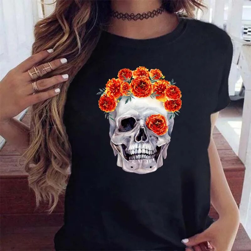 Camiseta Skull Estilo Rock