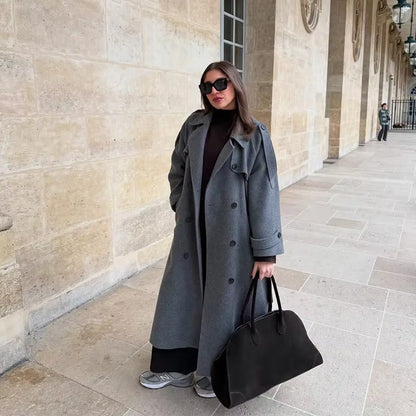 Abrigo Trench Mujer Lana Invierno Clásico