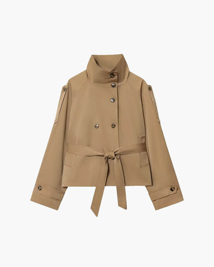 Gabardina Mujer Invierno Corte Corto Abotonada
