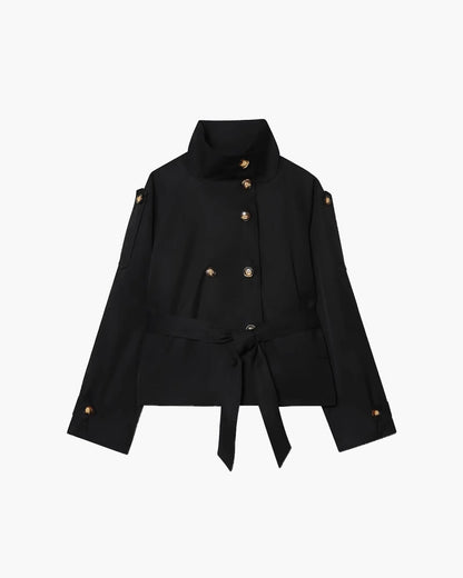Gabardina Mujer Invierno Corte Corto Abotonada