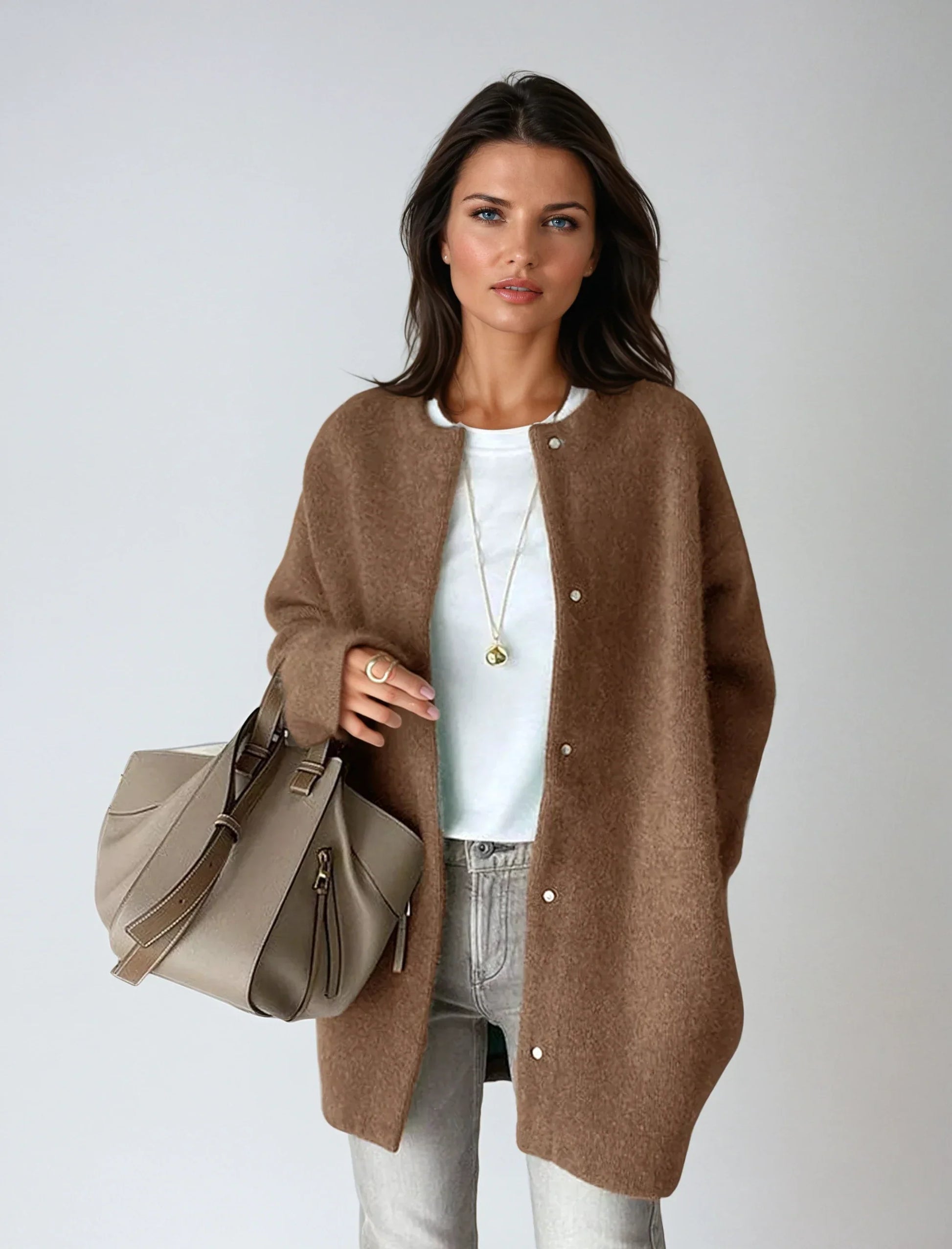 Chaquetilla de lana mujer cierre botones elegante - Vestiria