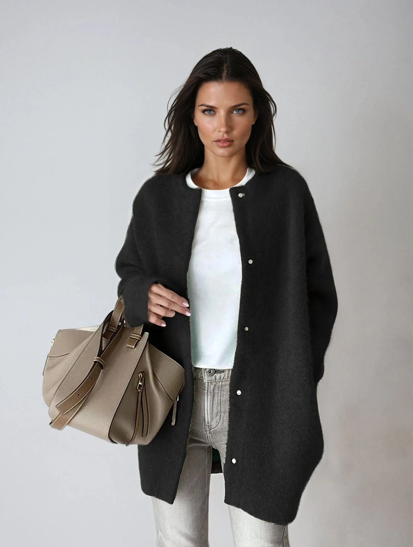 Chaquetilla de lana mujer cierre botones elegante