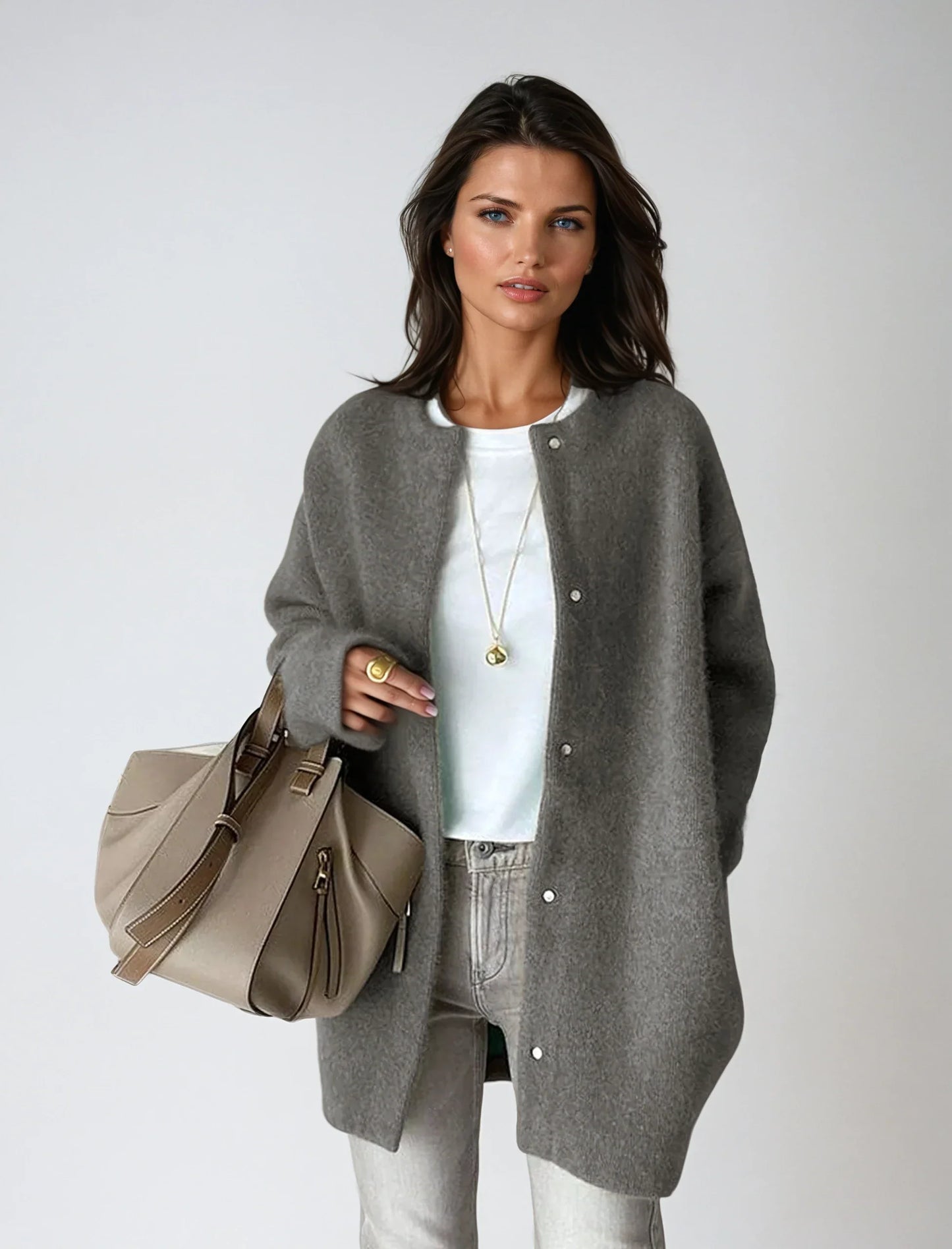Chaquetilla de lana mujer cierre botones elegante