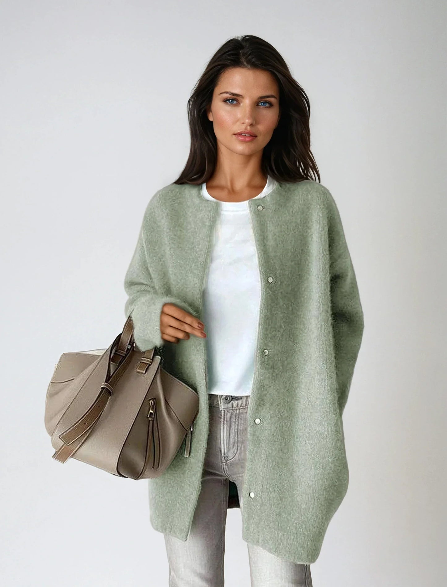 Chaquetilla de lana mujer cierre botones elegante