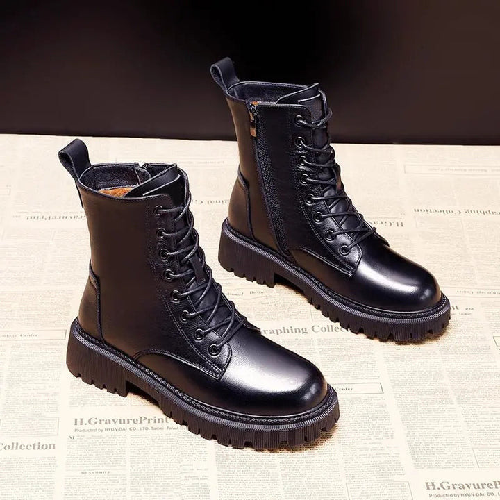 Botas Mujer Altas Cordones Estilo Urbano - Vestiria