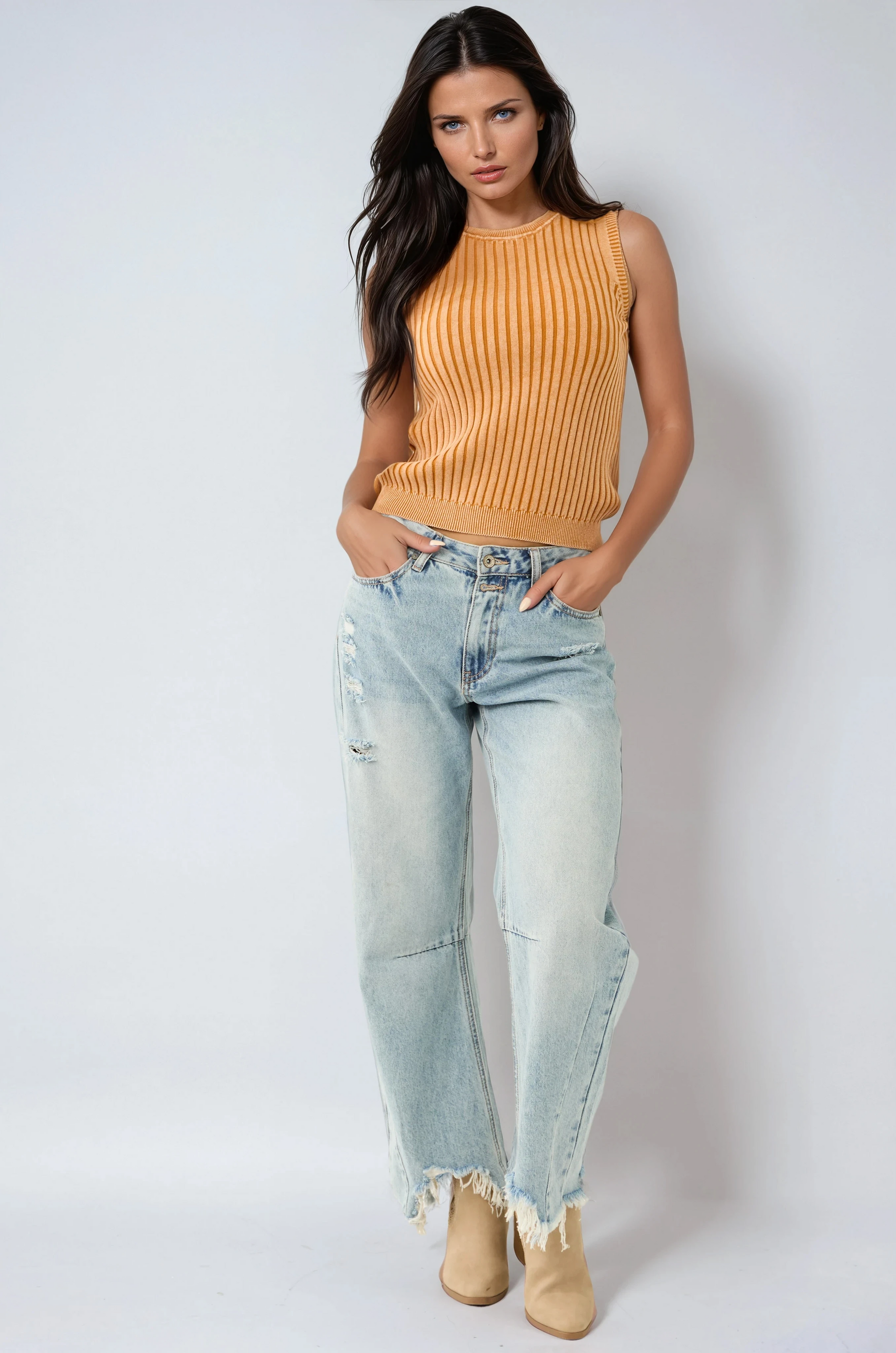 Vaqueros Mujer Amplios Azul Claro - Vestiria