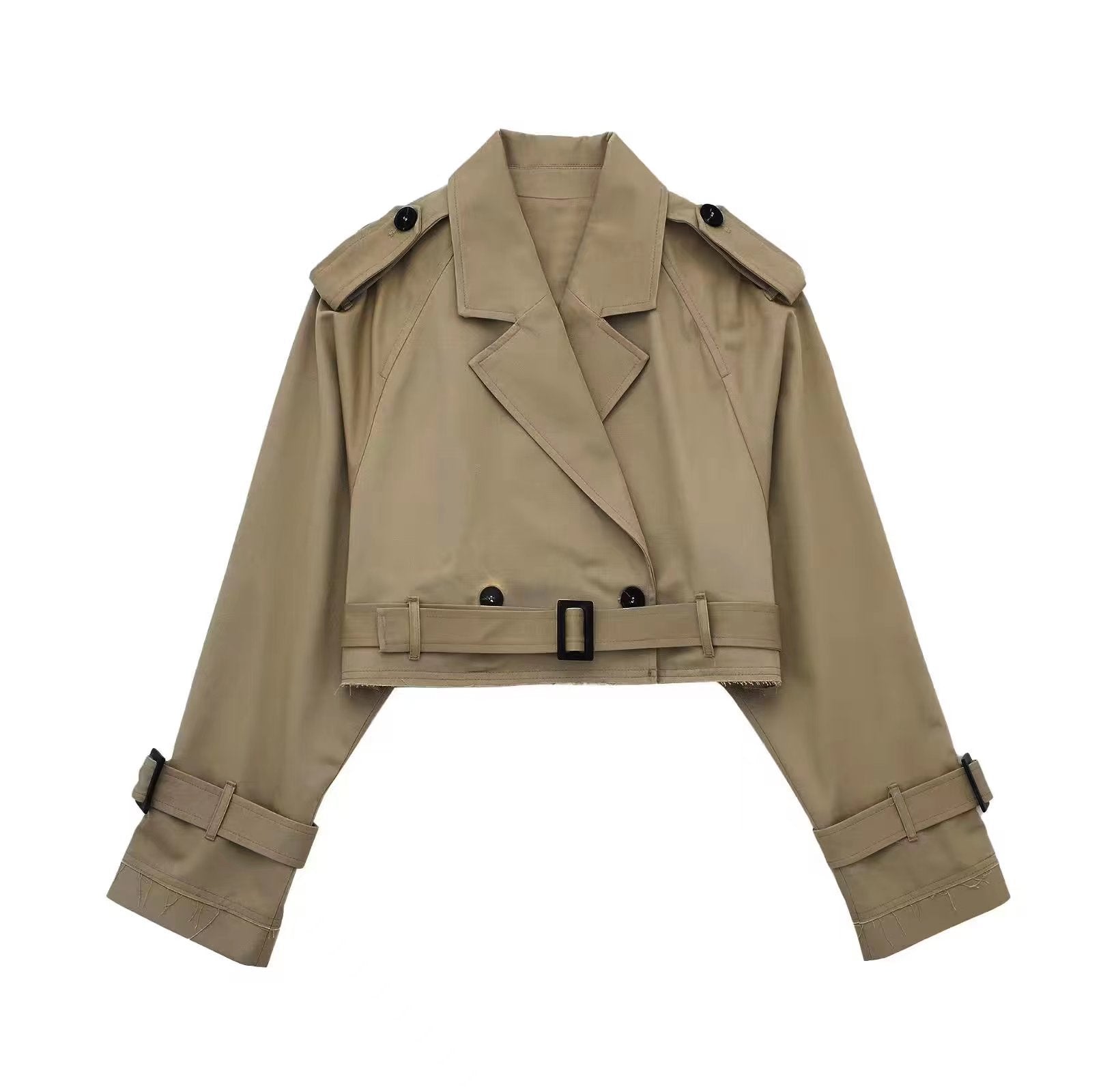 Abrigo Trench Mujer Corto Estiloso Clásico - Vestiria