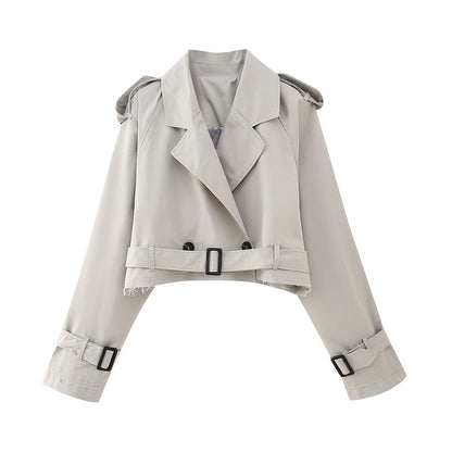 Abrigo Trench Mujer Corto Estiloso Clásico