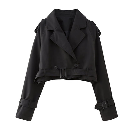 Abrigo Trench Mujer Corto Estiloso Clásico