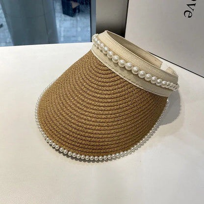 Sombrero de Paja Ancho con Abalorios - Vestiria