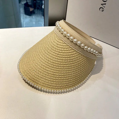 Sombrero de Paja Ancho con Abalorios