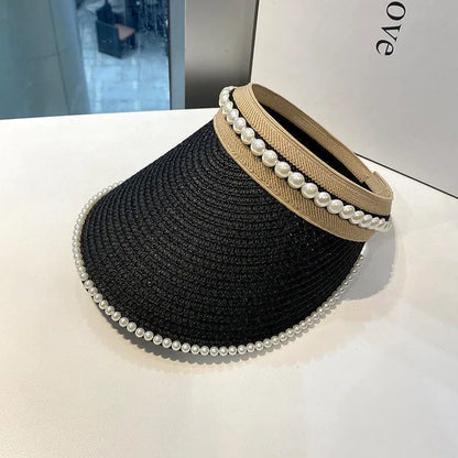 Sombrero de Paja Ancho con Abalorios