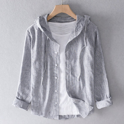 Blusa de mujer a rayas con capucha y cierre de botones → Chaqueta de mujer rayada con capucha y cremallera