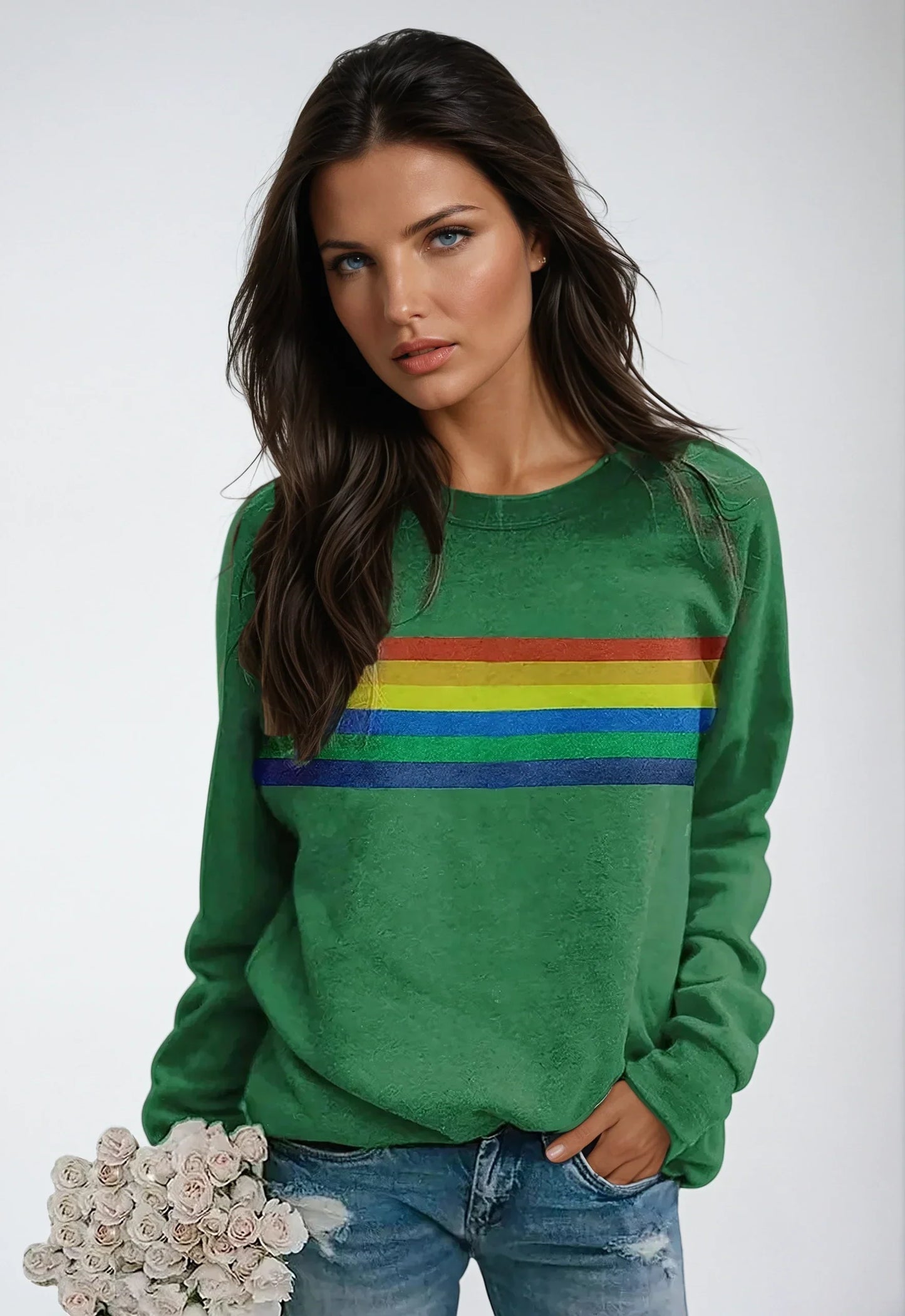 Sudadera Mujer Colorida Manga Larga Estilo Boho