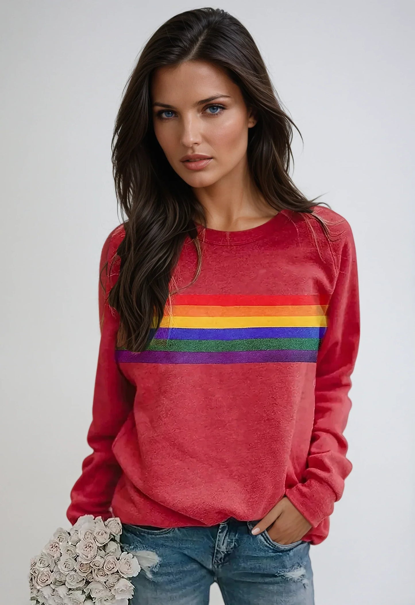 Sudadera Mujer Colorida Manga Larga Estilo Boho
