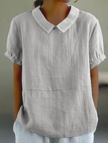 Blusa Mujer Sencilla Cuello Redondo Verano