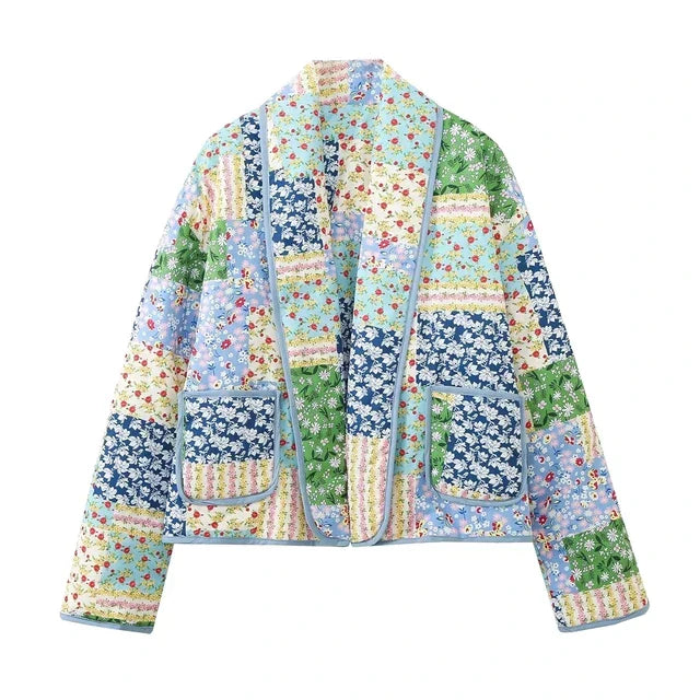 Chaqueta Mujer Floral Patchwork Retro