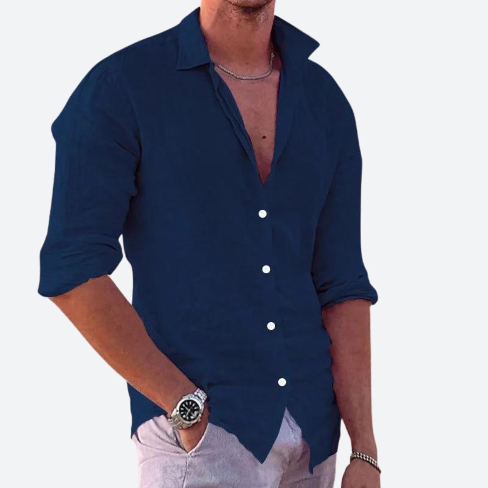 Camisa Hombre Manga Larga Relajada
