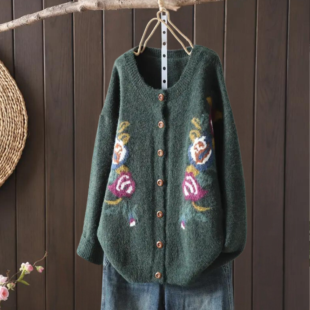 Cárdigan Mujer Floral Suave y Amplio