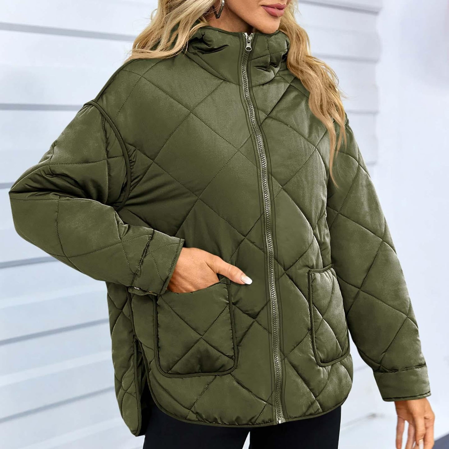 Chaqueta Acolchada Cremallera Invierno Caliente