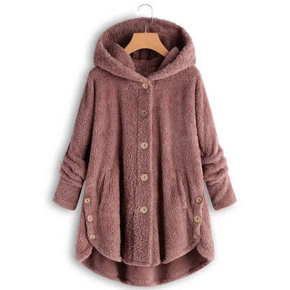 Chaquetón de Piel Sintética Cálido con Capucha Mujer