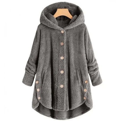 Chaquetón de Piel Sintética Cálido con Capucha Mujer