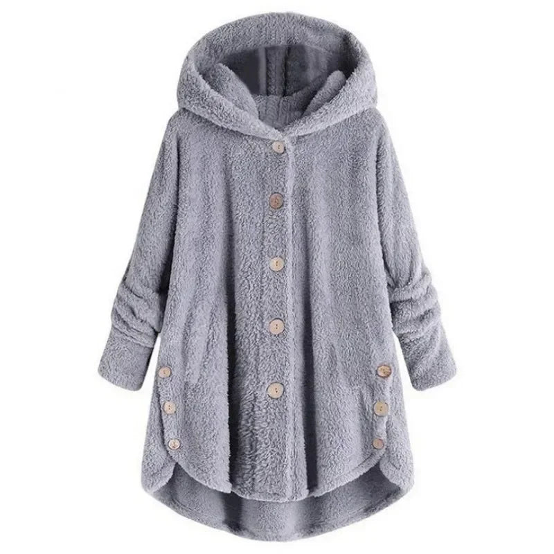 Chaquetón de Piel Sintética Cálido con Capucha Mujer