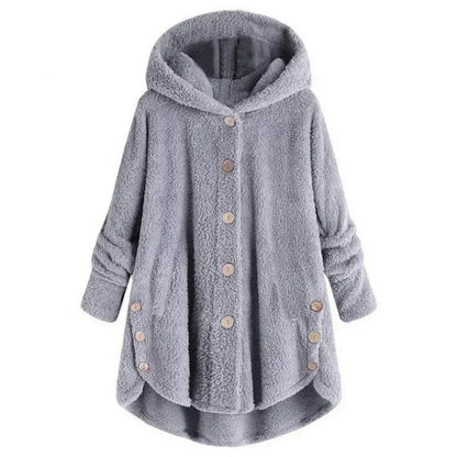 Chaquetón de Piel Sintética Cálido con Capucha Mujer