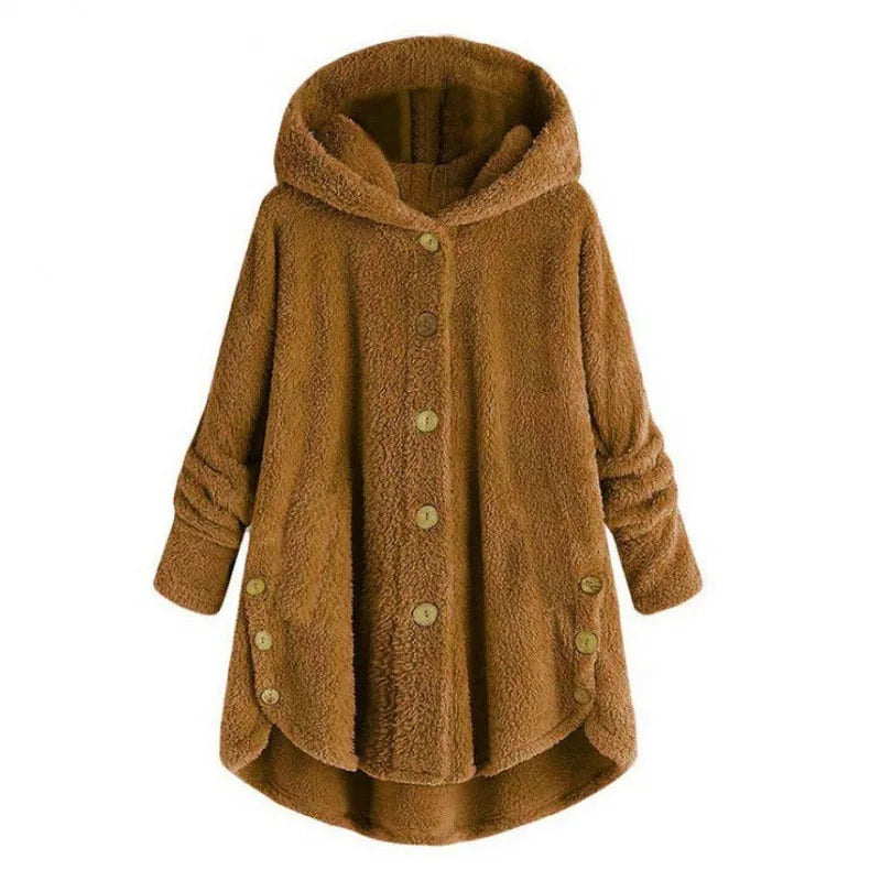 Chaquetón de Piel Sintética Cálido con Capucha Mujer